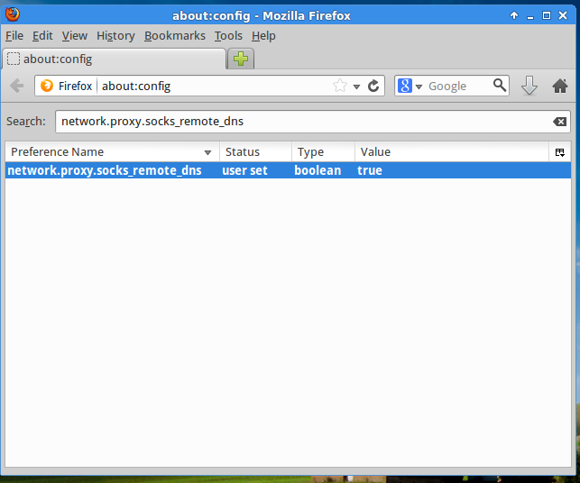 Firefox network.proxy.socks_remote_dns value changed.